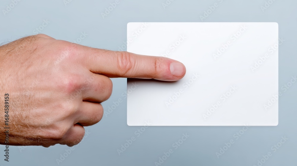 Fototapeta premium Hand Holding Blank Card Against Light Gray Background