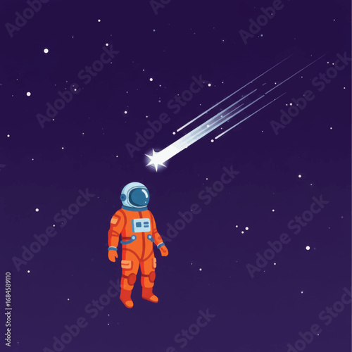 Astronaut in Space Gazing at a Bright Comet