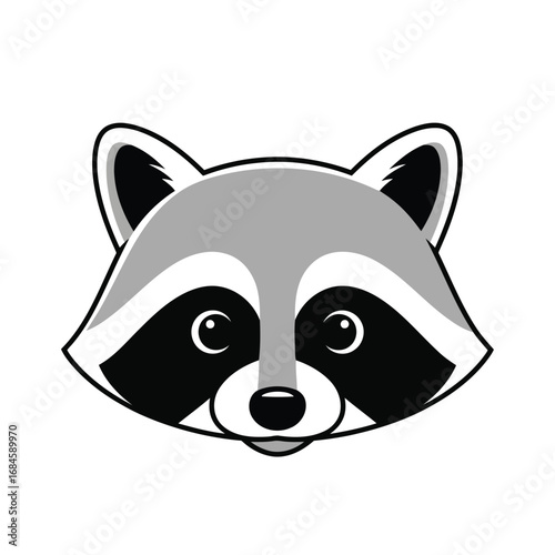 Simple raccoon head mascot logo. Cute animal face icon vector illustration for a team or brand.