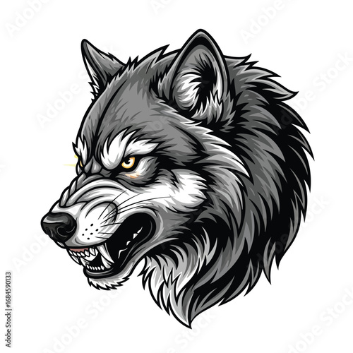 Intense Wolf Portrait A Detailed Illustration of Wild Canine Majesty