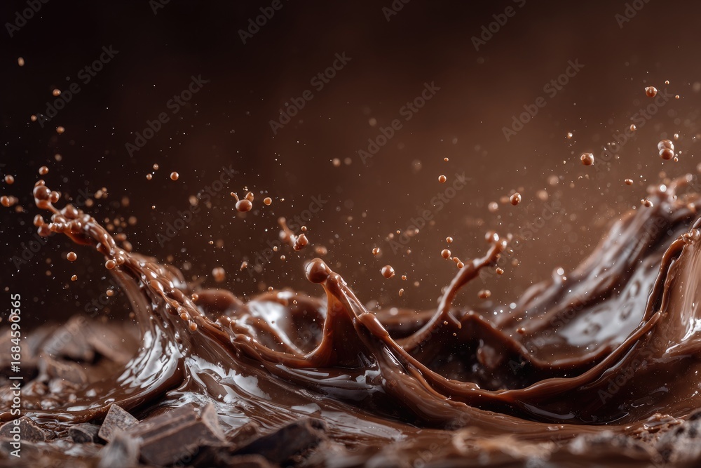 Fototapeta premium Chocolate splash on dark background