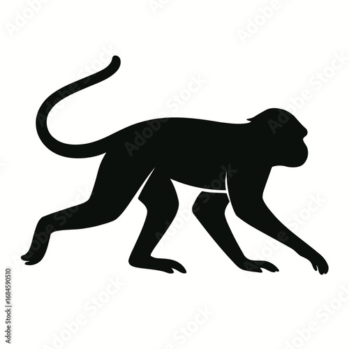 Silhouette of a Monkey Walking Vector Illustration