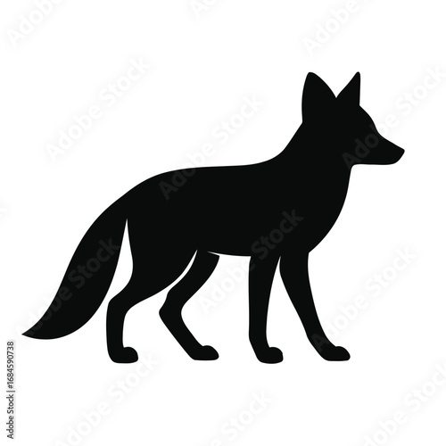 Elegant Black Fox Silhouette Wildlife Vector Graphic
