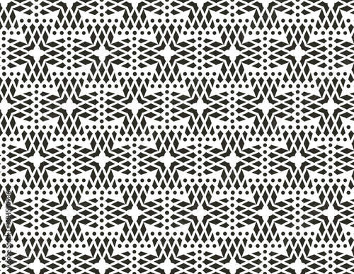 Geometric design in black and white, intended for fabric, with a visually striking pattern of shapes.