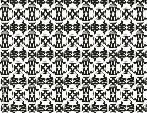 Graphic and symmetrical pattern with a visually striking, retro feel.