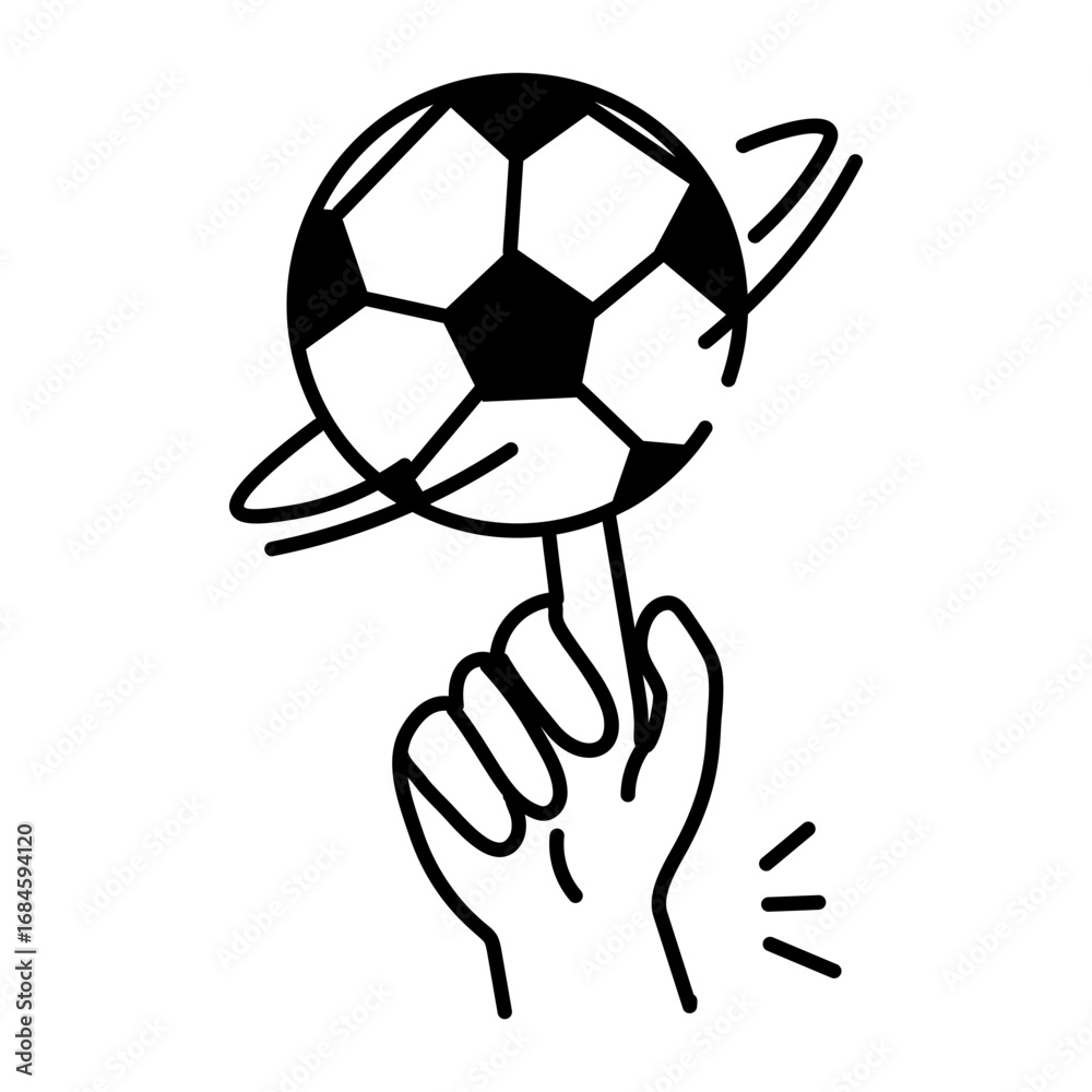 Obraz premium A hand drawn style icon showing spinning football