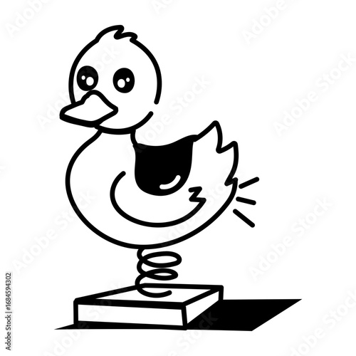 A doodle style icon depicting duck spring
