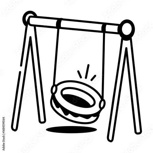 A doodle style icon depicting tire swing
