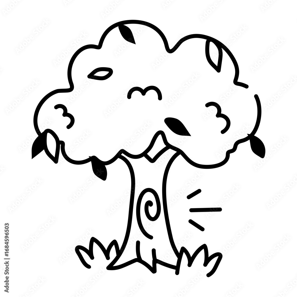 Obraz premium A doodle style icon depicting tree 