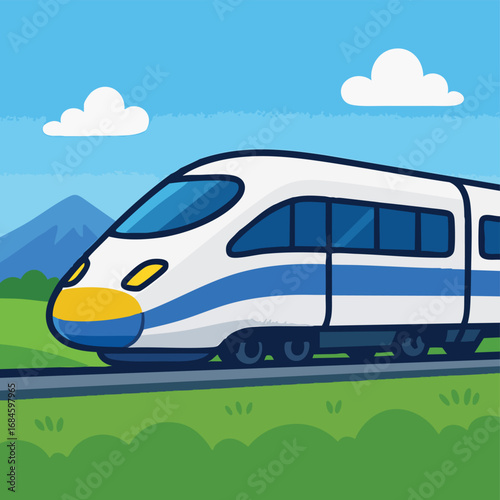 Modern HighSpeed Bullet Train Illustration.