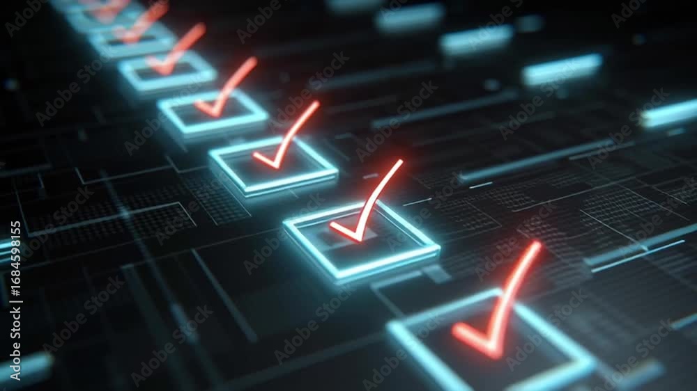 Digital risk management checklist with glowing check marks for ...