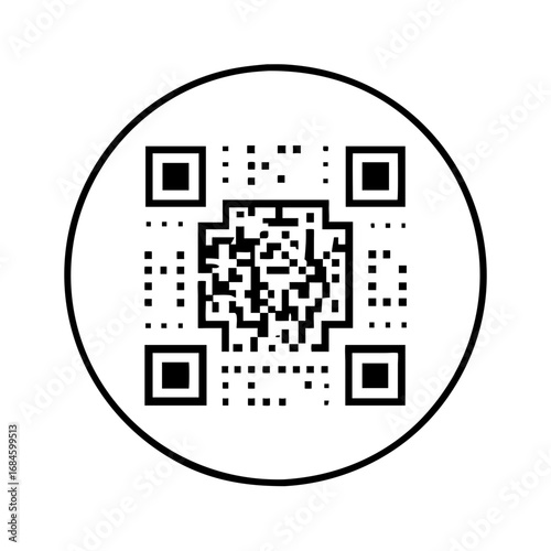 Qr code with complex data pattern in a circle icon
