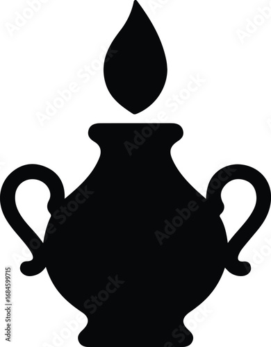 Vector ancient urn with flame silhouette Illustrator