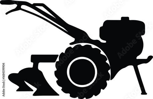 Vector Cultivator tool silhouette farming equipment agriculture machine Illustrator