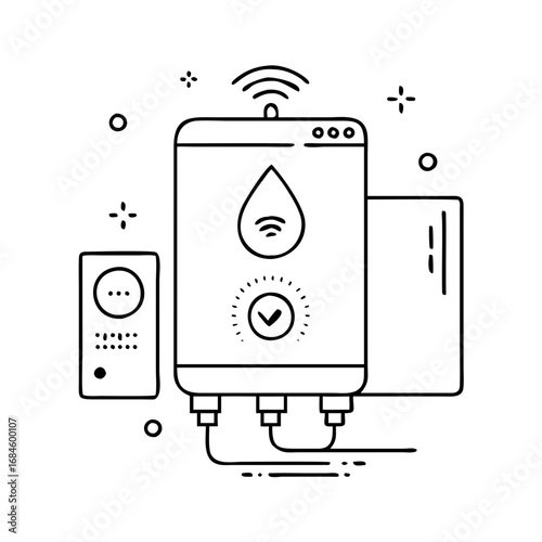 Smart water heater with wifi signal and remote control icon