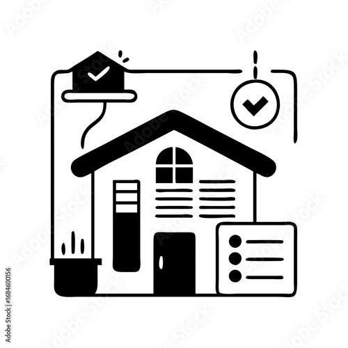 Smart home automation and management system with checklist and approval icon