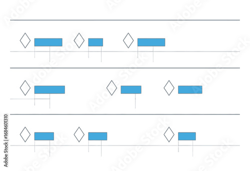 Modern digital diagram representing data organization, process flow, and strategic scheduling on a timeline