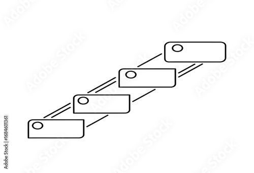 Minimalist line icon of a sequential four-step process or workflow diagram, representing an organized plan or business strategy