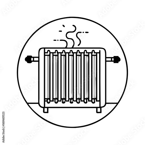 Radiator with steam coming out icon