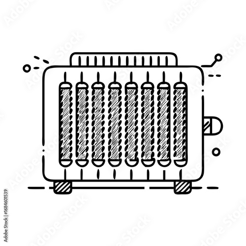 Electric heater with glowing elements and wires icon