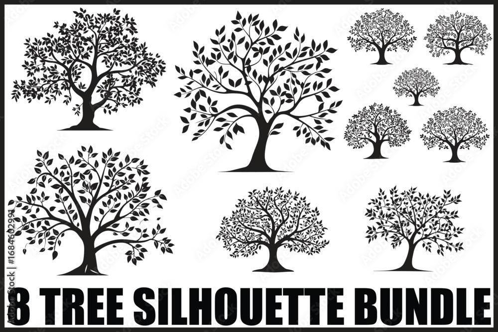 Obraz premium Black Tree Silhouette Bundle