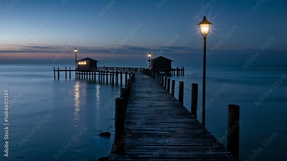 Fototapeta premium Wooden pier at night