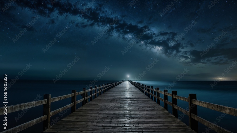 Fototapeta premium Wooden pier at night