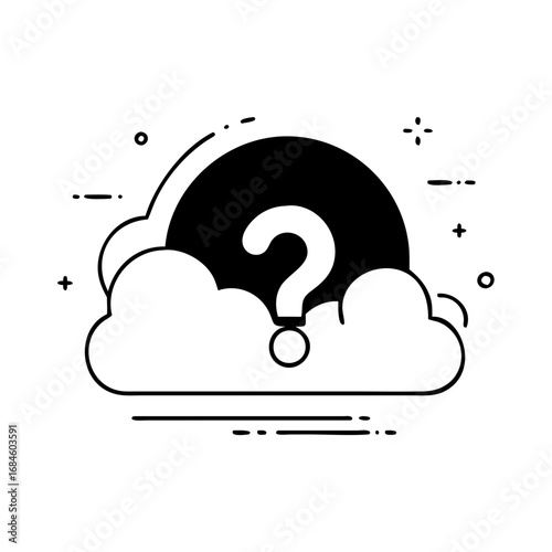 Question mark inside a cloud icon