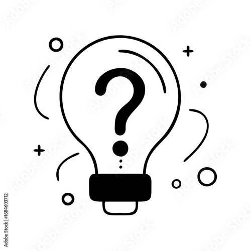 Light bulb with a question mark inside, symbolizing a question or an idea icon