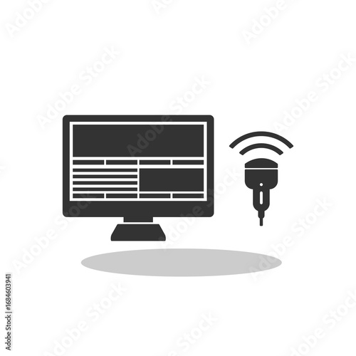 Ultrasound diagnosis icon with shadow