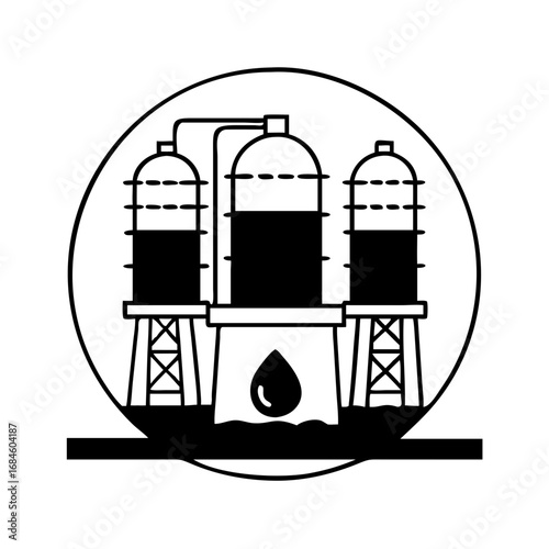 Three industrial storage tanks for oil or chemicals icon