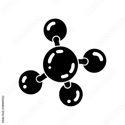 Simple black icon representing a molecular structure icon