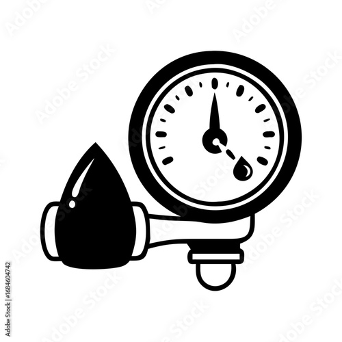 Pressure gauge with a water drop icon