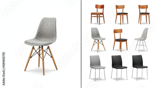 Modern Chair Assortment Collage | Collection of Furniture Designs for Interior Design Mockups, Product Catalogs, and Home Decor Marketing