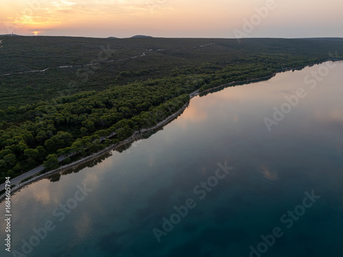 Marvelous aerial view on Croatian sea landscape and  Mediterranean coastline