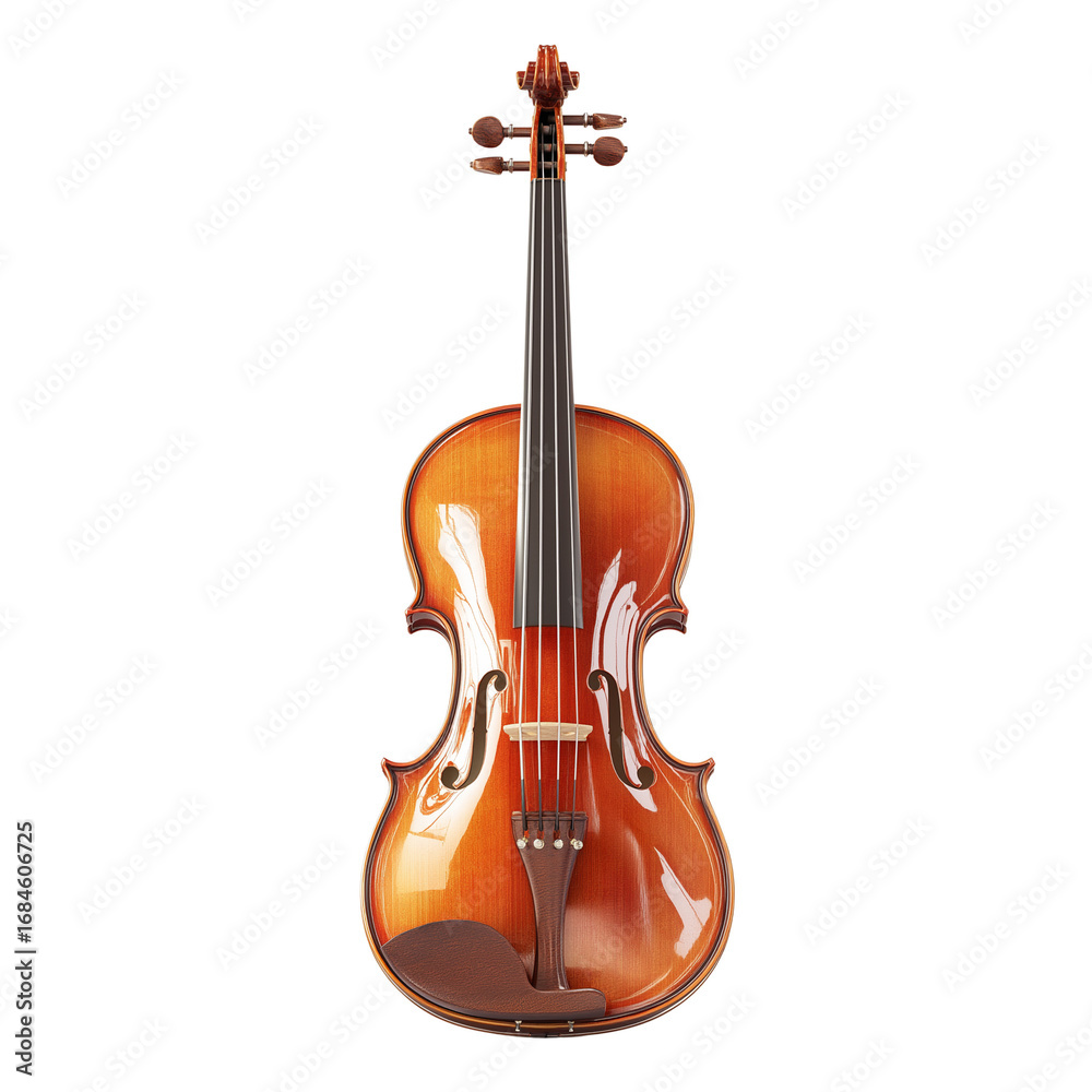 Obraz premium Beautiful wooden violin crafted with care, showcasing fine craftsmanship and vibrant color tones