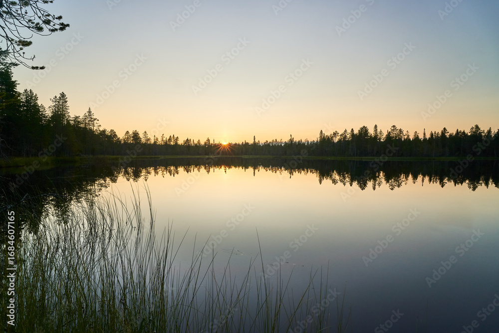 Fototapeta premium sunset on the lake