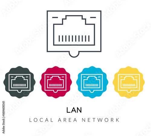 Secure Protection - Local Area Network  - LAN Icon - Stock Illustration
