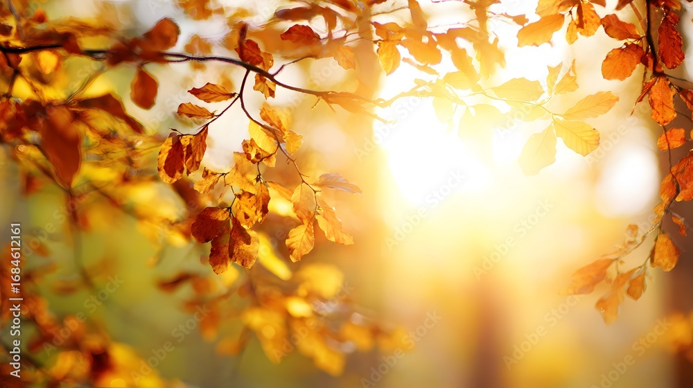 Obraz premium Autumn leaves falling forest nature photography warm glow close-up seasonal beauty