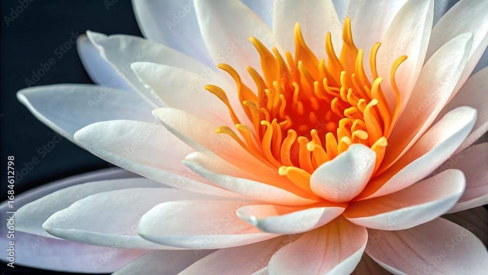 Fototapeta premium a delicate white flower with vibrant yellow stamens blooming