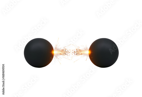 Energy transfer between two black spheres with sparks