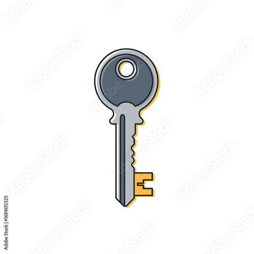 Vector icon of a key in a flat color line style. Symbol of access, security, privacy, and unlocking solutions for business or real estate concepts