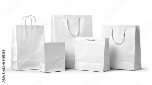 Blank white paper shopping bags in various sizes