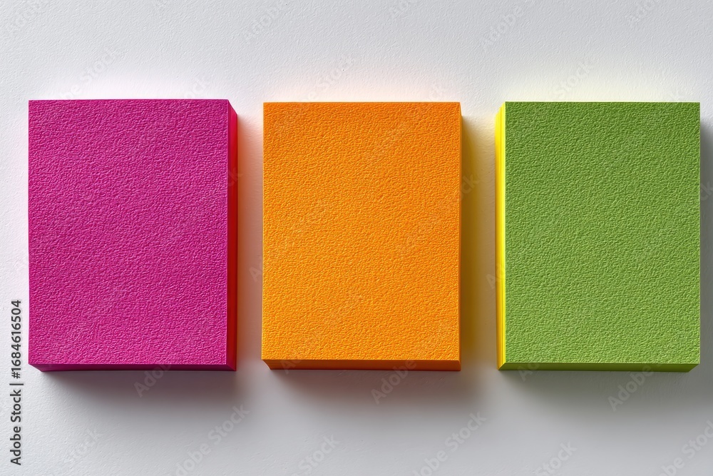 Three colorful sticky notes in a row Three colorful sticky notes in a row