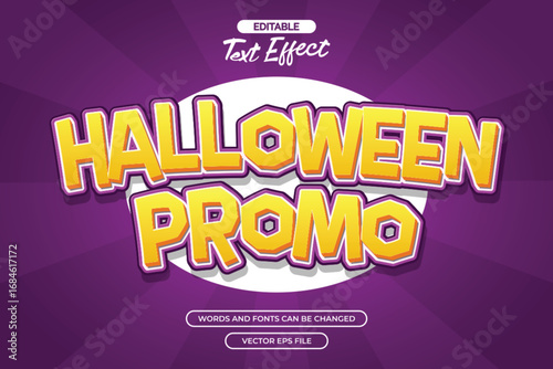 Halloween promo editable text effect with cartoon text style and with purple comic background