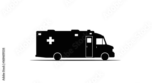 ambulance silhouette emergency vehicle, medical transportation, healthcare icon