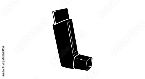 asthma inhaler icon black and white medical graphic, healthcare symbol, respiratory device, simple design, health, treatment, medicine