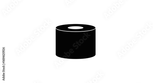 black cylindrical roll, simple minimalist design, graphic element, object, perfect for web design and print projects