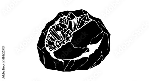black geode crystal cluster, raw stone, mineral, rock, nature, geology, energy, mystical, spiritual, esoteric, 