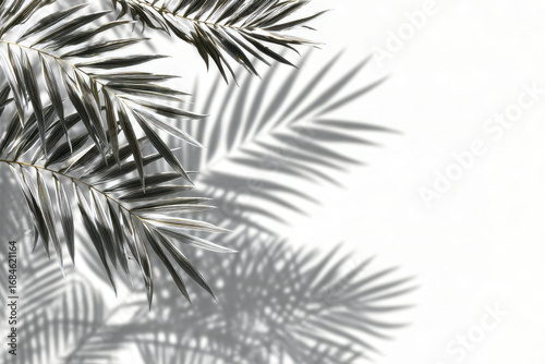 palm tree leaves shadow isolated on transparent background, Summer sunlight and shadow overlay effect, shadow for photo interior backdrop mockup, realistic shadow overlay effects